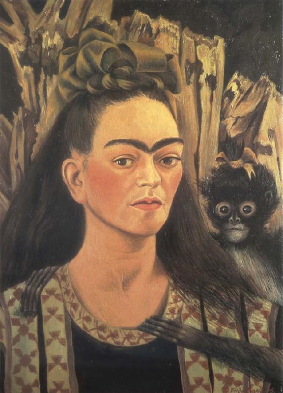 Frida Kahlo Self-Portrait with Monkey oil painting image